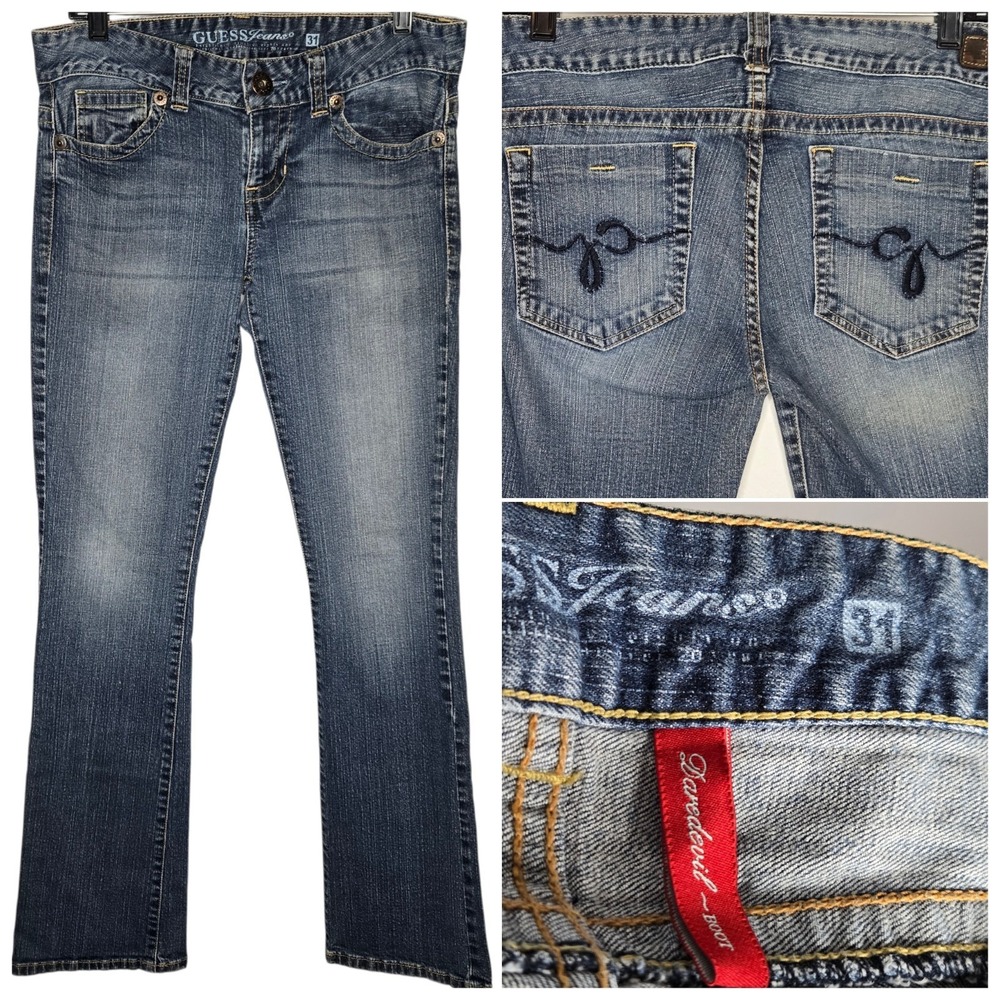 Vintage Guess Jeans Daredevil Bootcut Y2K Low Rise Stretch Denim Blue Women's 31